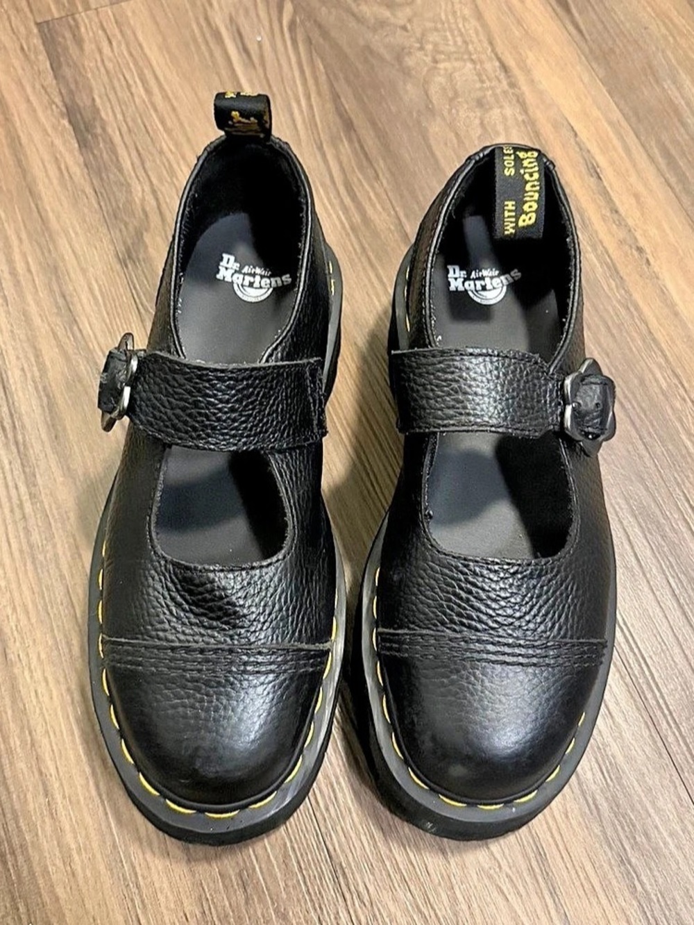 Dr. Martens Addina Flower Buckle Leather Platform Shoes